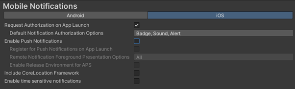 Unity へのモバイル通知とアプリケーションの導入