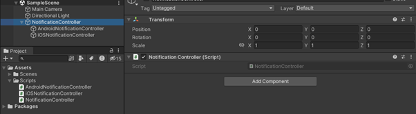 Unity へのモバイル通知とアプリケーションの導入