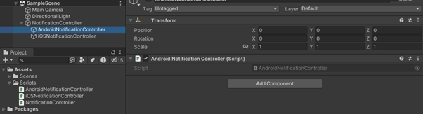 Unity へのモバイル通知とアプリケーションの導入