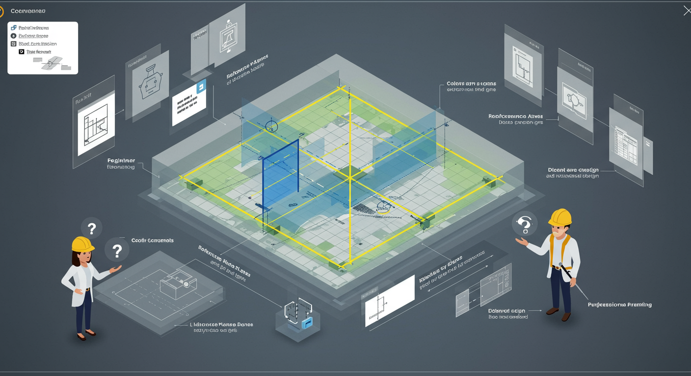 Autodesk Revit-style 3D interface scene